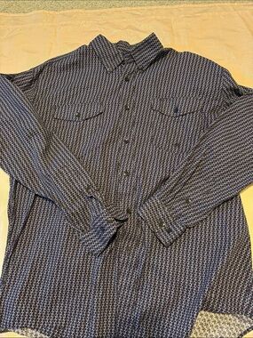 Roper Navy Geometric Print Button-Down Shirt